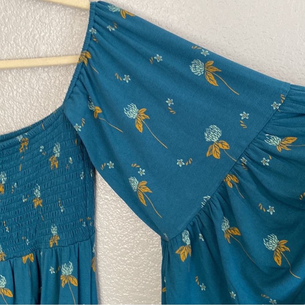 Free People Lana Floral Off-Shoulder Blue Tunic Top - Picture 5 of 9
